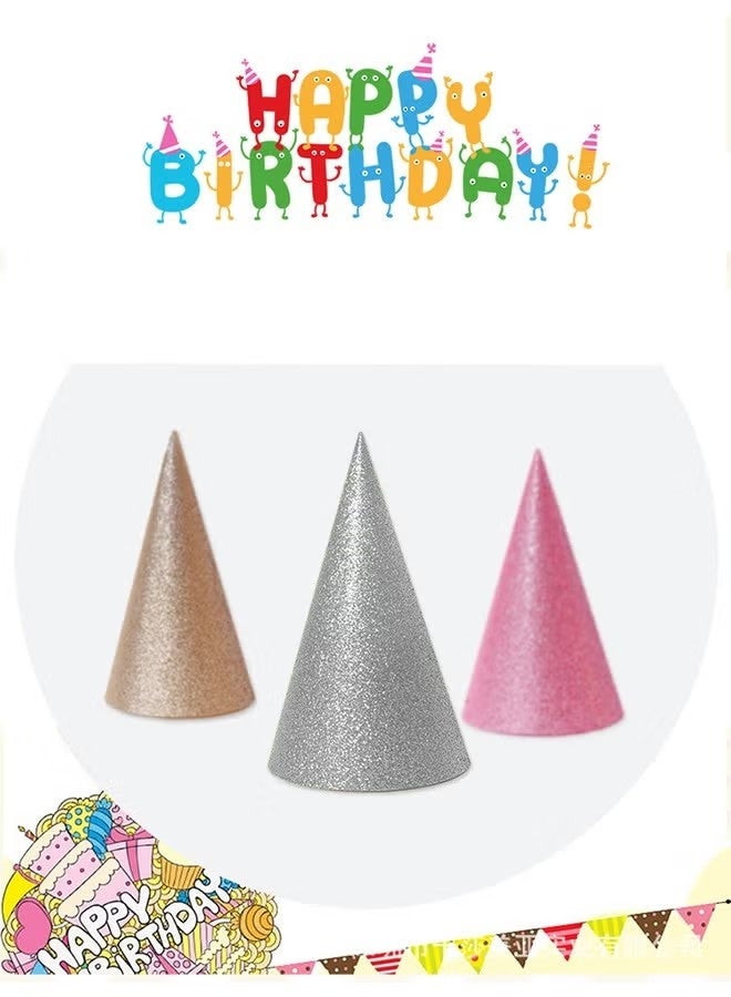 12Pcs Silver Glitter Party Hats - Image 4
