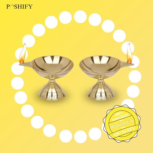 POSHIFY Pandeep Spl. Brass Diya (Pack of 2) - Handcrafted Traditional Indian Oil Lamp for Puja, Home Decor, and Festival Celebrations - 665 - Image 5