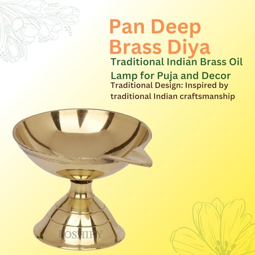 POSHIFY Pandeep Spl. Brass Diya (Pack of 2) - Handcrafted Traditional Indian Oil Lamp for Puja, Home Decor, and Festival Celebrations - 665 - Image 3