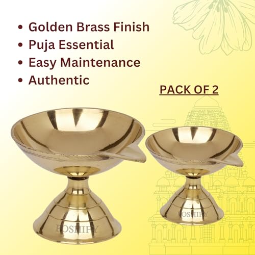 POSHIFY Pandeep Spl. Brass Diya (Pack of 2) - Handcrafted Traditional Indian Oil Lamp for Puja, Home Decor, and Festival Celebrations - 665 - Image 4