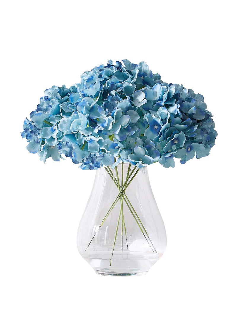 KISLOHUM KISLOHUM Artificial Hydrangea Flowers Heads 10 Teal Hydrangea Silk Flowers Head for Wedding Centerpieces Bouquets DIY Floral Decor Home Decoration with Long Stems 