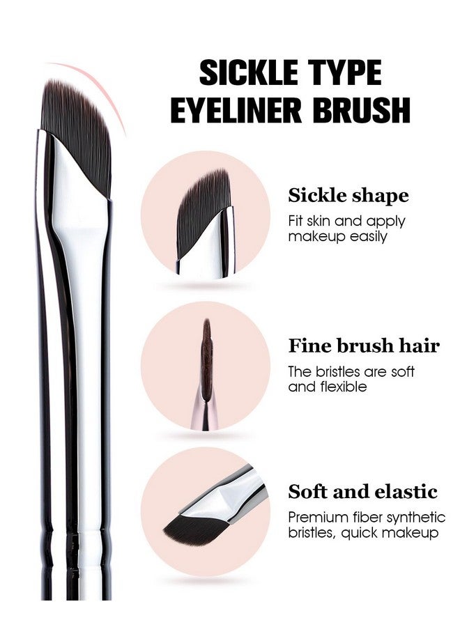 EIGSHOW Eyeliner Brush, EIGSHOW Sickle Angled Eyeliner Brush Gel Eye Liner Makeup Brush for Precise Eyeliner Eyebrow Eyelid Ultra Thin with Curved Bristle - Black - Image 3