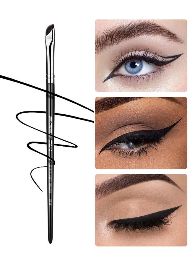 EIGSHOW Eyeliner Brush, EIGSHOW Sickle Angled Eyeliner Brush Gel Eye Liner Makeup Brush for Precise Eyeliner Eyebrow Eyelid Ultra Thin with Curved Bristle - Black - Image 2