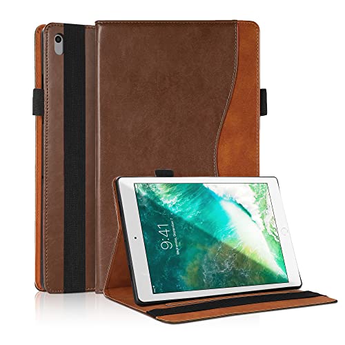 TIPOYOROO Case for iPad 6th/5th Generation 9.7 Inch iPad 2018/2017/iPad Air/iPad Air 2 Cover, Bussiness Premium PU Leather Folio Stand Wallet Case for Apple iPad 9.7 inch Tablets - Brown - Image 1