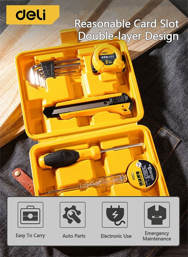 Deli 11-Piece Hand Tool Kit with Box, Repair Home Tool Set, 25*20*6cm  - Image 3