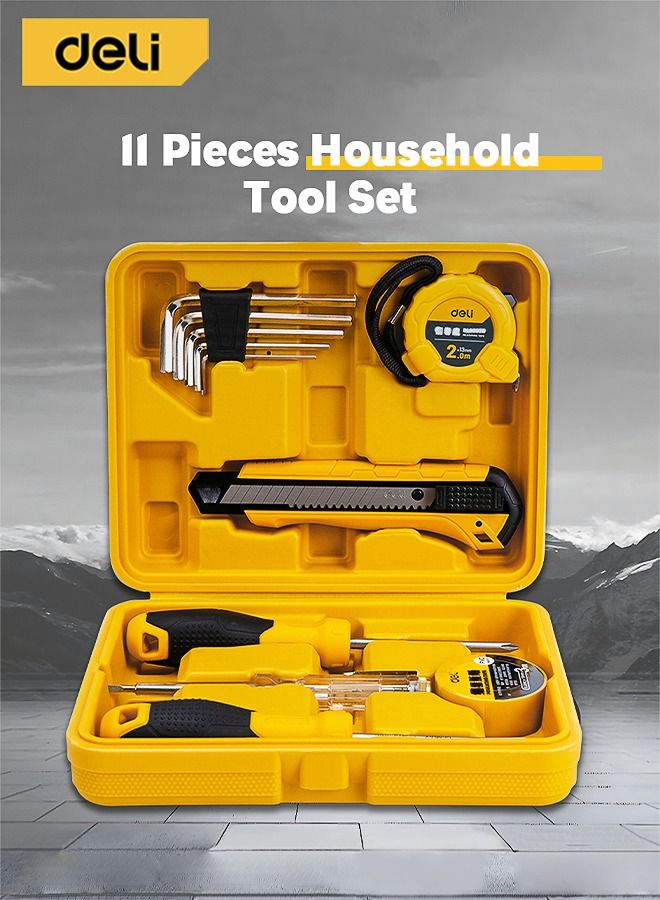 Deli 11-Piece Hand Tool Kit with Box, Repair Home Tool Set, 25*20*6cm  - Image 2