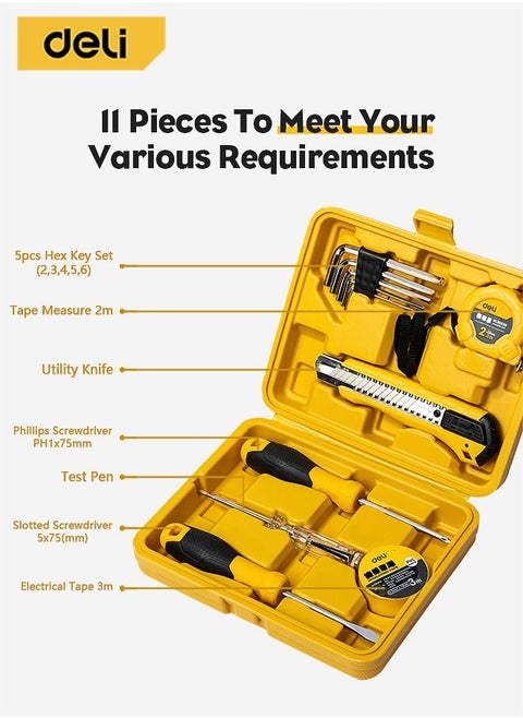 11-Piece Hand Tool Kit with Box, Repair Home Tool Set, 25*20*6cm