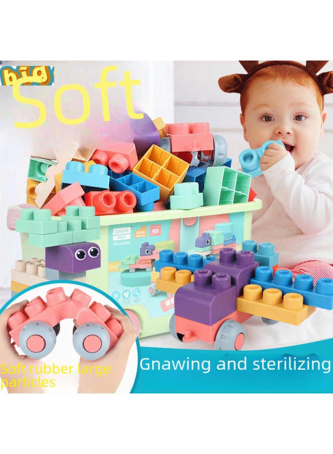 مكعبات بناء ناعمة للأطفال من عمر 0 ​​إلى سنة واحدة ألعاب أطفال قابلة للمضغ مجموعة جسيمات كبيرة ألعاب تعليمية للأسنان - اللون: 20 حبيبات كبيرة - إنجليزي محايد - Image 1