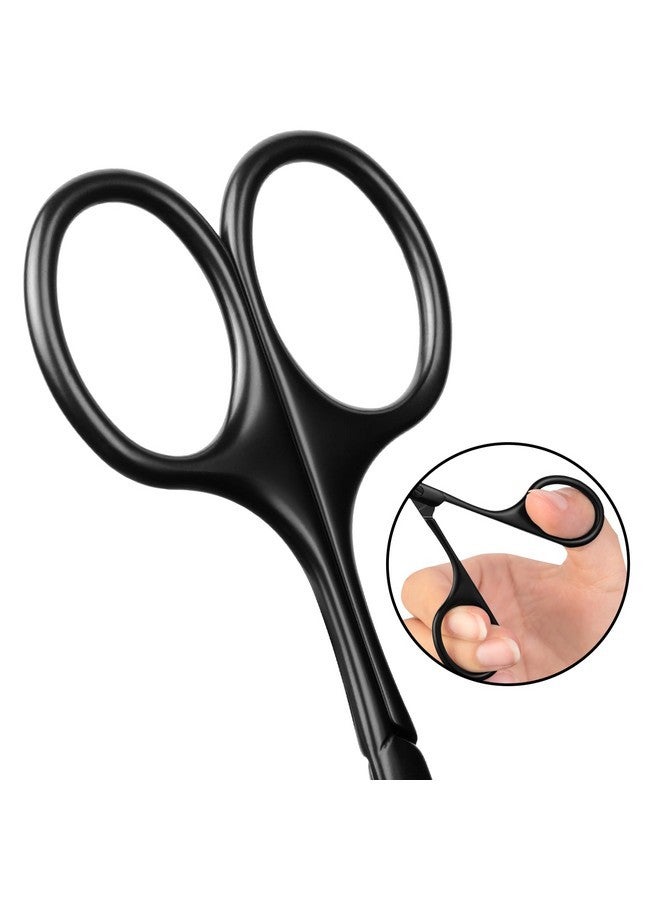 Velodios Premium Nose Hair Scissors For Men Women, Facial Hair Small Grooming Scissors, Curved Safety Blades With Rounded Tip For Trimming Small Details Facial Hair, Ear Hair, Eyebrow - Black - Image 3