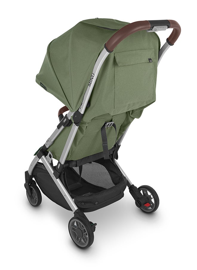 UPPAbaby - Minu V2 Stroller Lightweight Compact Stroller For Travel Emelia Sage Green Melange With Silver Frame And Chestnut Leather – Compact Fold, Smooth Suspension, Upf 50+ Canopy - Image 1