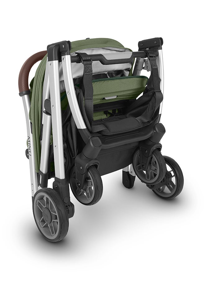 UPPAbaby - Minu V2 Stroller Lightweight Compact Stroller For Travel Emelia Sage Green Melange With Silver Frame And Chestnut Leather – Compact Fold, Smooth Suspension, Upf 50+ Canopy - Image 1