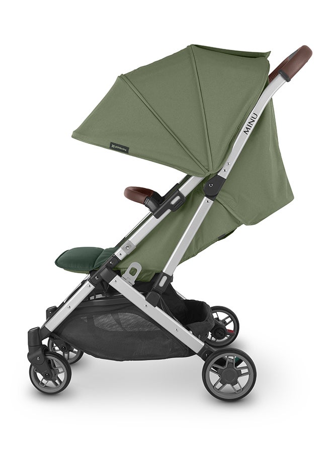 UPPAbaby - Minu V2 Stroller Lightweight Compact Stroller For Travel Emelia Sage Green Melange With Silver Frame And Chestnut Leather – Compact Fold, Smooth Suspension, Upf 50+ Canopy - Image 1
