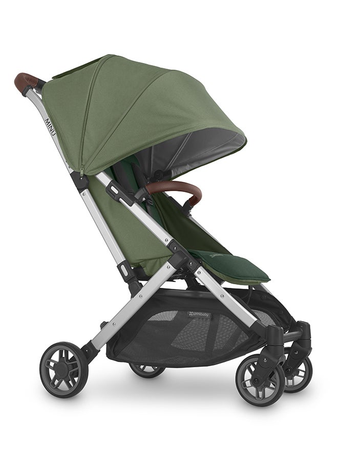 UPPAbaby - Minu V2 Stroller Lightweight Compact Stroller For Travel Emelia Sage Green Melange With Silver Frame And Chestnut Leather – Compact Fold, Smooth Suspension, Upf 50+ Canopy - Image 1