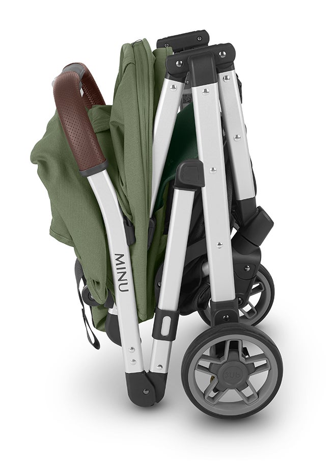 UPPAbaby - Minu V2 Stroller Lightweight Compact Stroller For Travel Emelia Sage Green Melange With Silver Frame And Chestnut Leather – Compact Fold, Smooth Suspension, Upf 50+ Canopy - Image 1