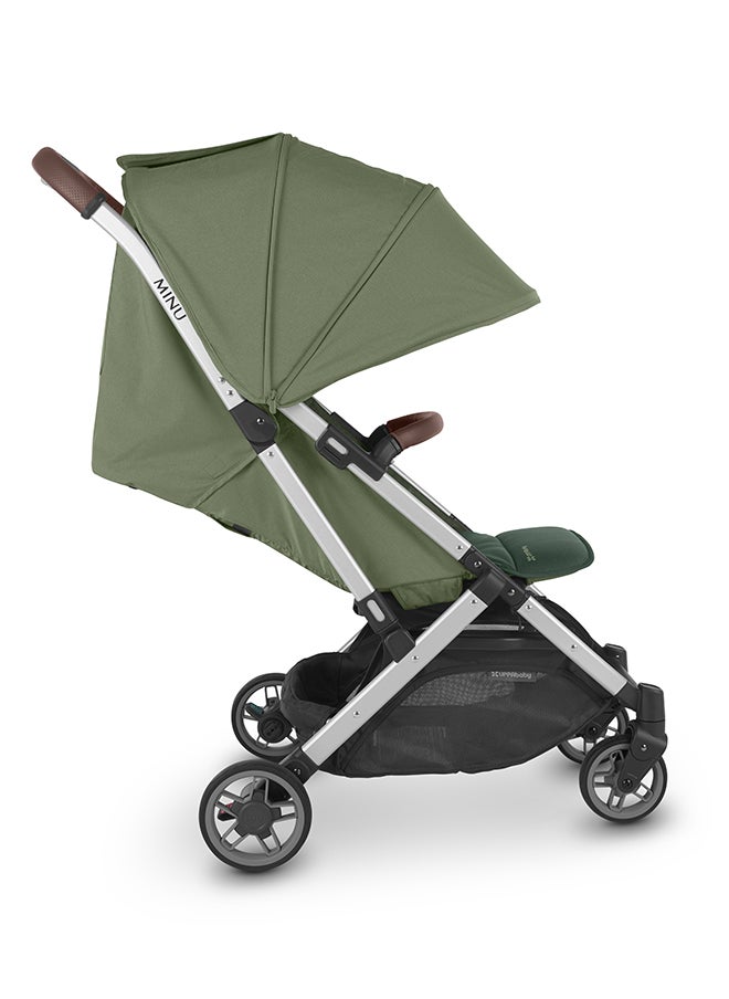 UPPAbaby - Minu V2 Stroller Lightweight Compact Stroller For Travel Emelia Sage Green Melange With Silver Frame And Chestnut Leather – Compact Fold, Smooth Suspension, Upf 50+ Canopy - Image 1