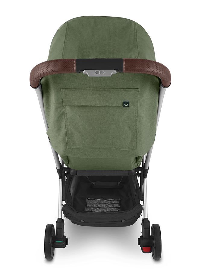 UPPAbaby Minu V2 Stroller Lightweight Compact Stroller For Travel Emelia Sage Green Melange With Silver Frame And Chestnut Leather – Compact Fold, Smooth Suspension, Upf 50+ Canopy  - Image 4