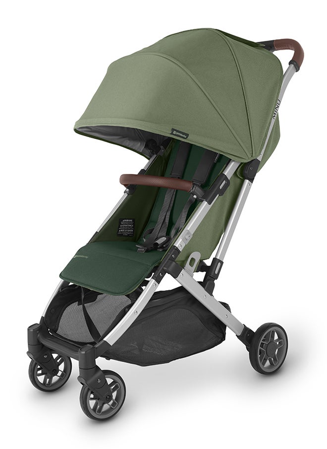 UPPAbaby Minu V2 Stroller Lightweight Compact Stroller For Travel Emelia Sage Green Melange With Silver Frame And Chestnut Leather – Compact Fold, Smooth Suspension, Upf 50+ Canopy  - Image 2