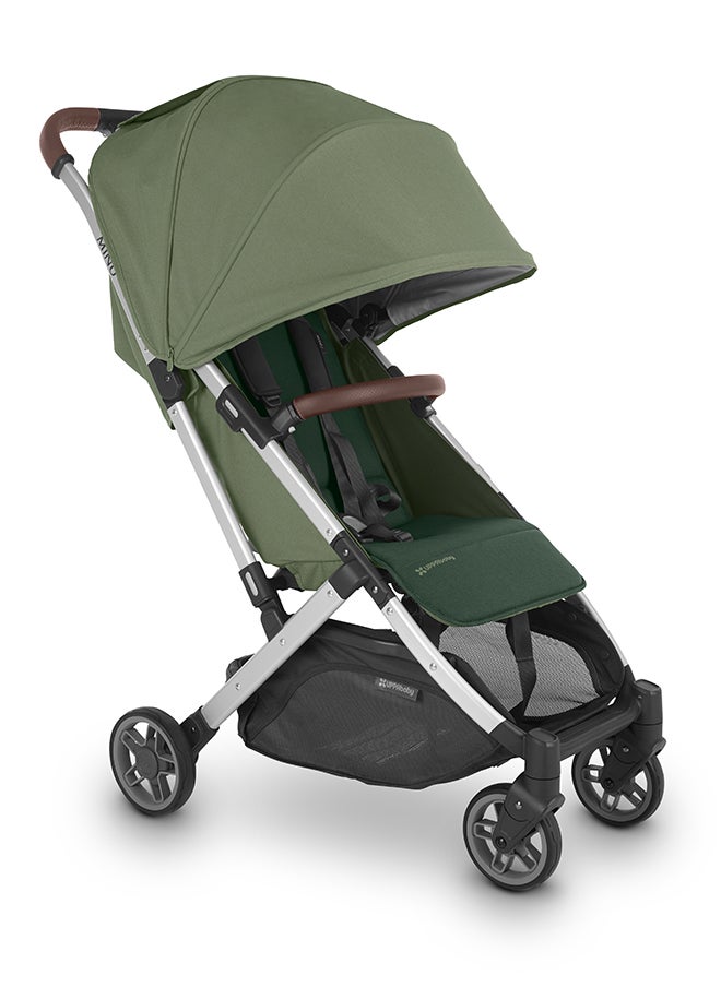 UPPAbaby Minu V2 Stroller Lightweight Compact Stroller For Travel Emelia Sage Green Melange With Silver Frame And Chestnut Leather – Compact Fold, Smooth Suspension, Upf 50+ Canopy  - Image 5