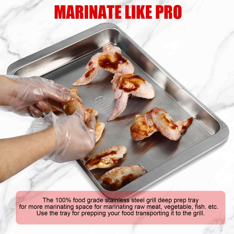 GuanBoXin Grilling Prep and Serve Trays, Stainless Steel Large Capacity Food Prep Tray, Grill Carry System, Marinade Container and Cutting Board, BBQ Grill Accessories, Grilling Gifts for Men - Image 4