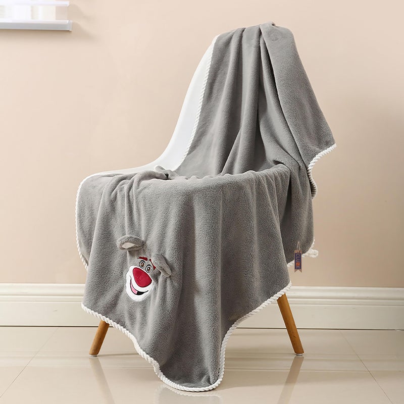CLUZE Lotso Bear Bath Towel for Kids Oversized Microfiber Beach Towel Lightweight Quick Dry (30x60 Inches) (Grey) - Image 1