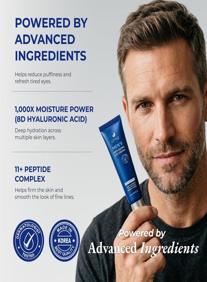 Uttse Men’s Anti Aging Eye Cream: With Caffeine, Retinol and Peptides - Eye Cream for Dark Circles, Puffiness & Wrinkles - Under Eye Cream Moisturizer for Men, Made in Korea - Image 3
