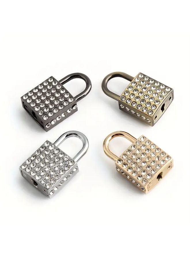 1pc Luxury Rhinestone Lock Keychain Metal Buckle Padlock Jewelry Box Bag Decoration - Image 4