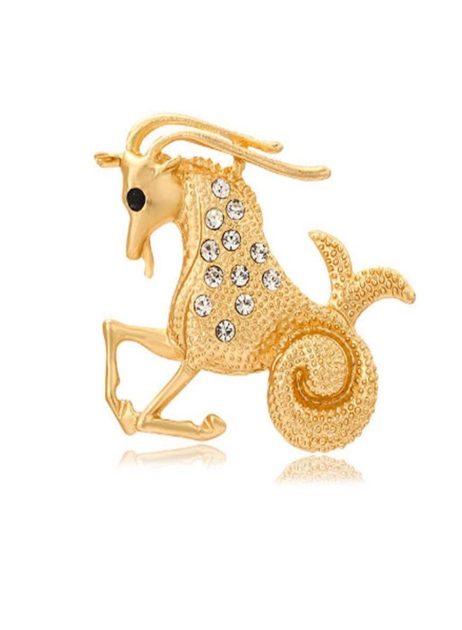 vmcoatdu 12 Constellations Capricorn Pin Inlaid Rhinestone Brooch Metal Revivalism Style Souvenir Badge for Hat Clothes Backpack (Capricorn （Dec 22-Jan 19）) - Image 1