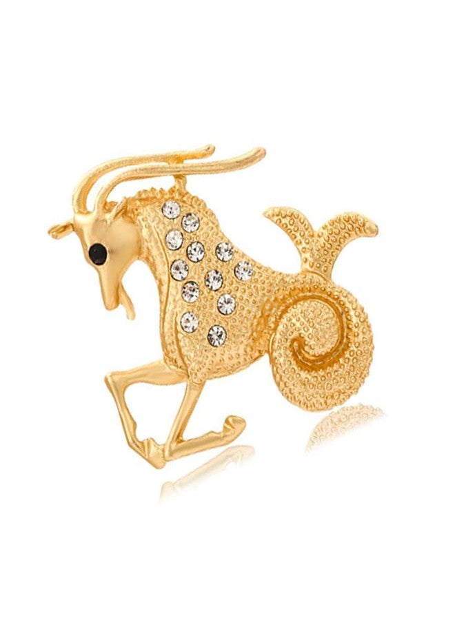 vmcoatdu 12 Constellations Capricorn Pin Inlaid Rhinestone Brooch Metal Revivalism Style Souvenir Badge for Hat Clothes Backpack (Capricorn （Dec 22-Jan 19）) - Image 2
