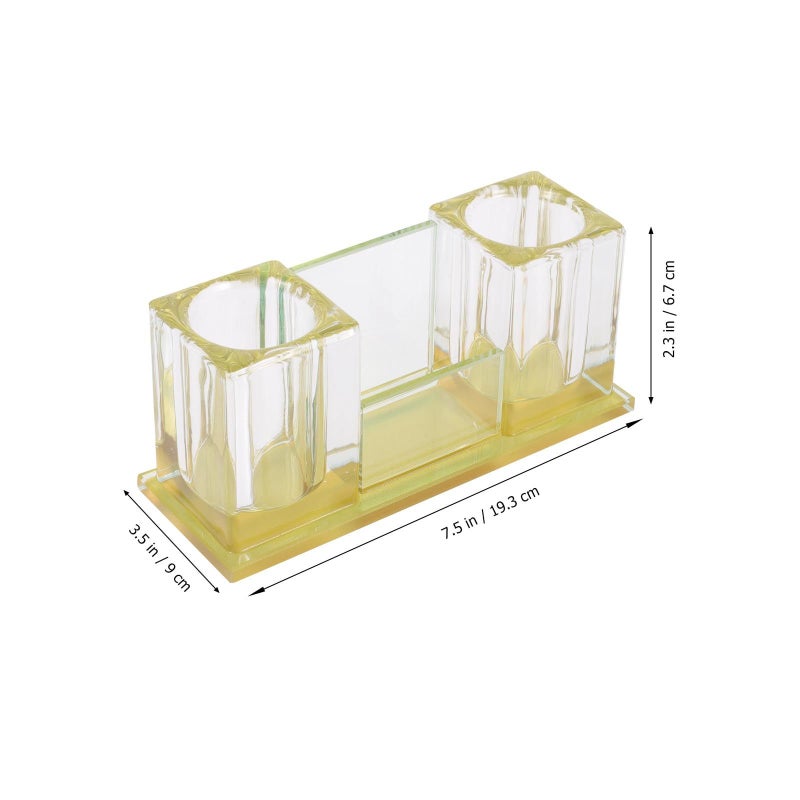 Gold Crystal Base Acrylic Table Microphone Stand with 2 Slot Desktop Holder for Karaoke Recording - Image 3