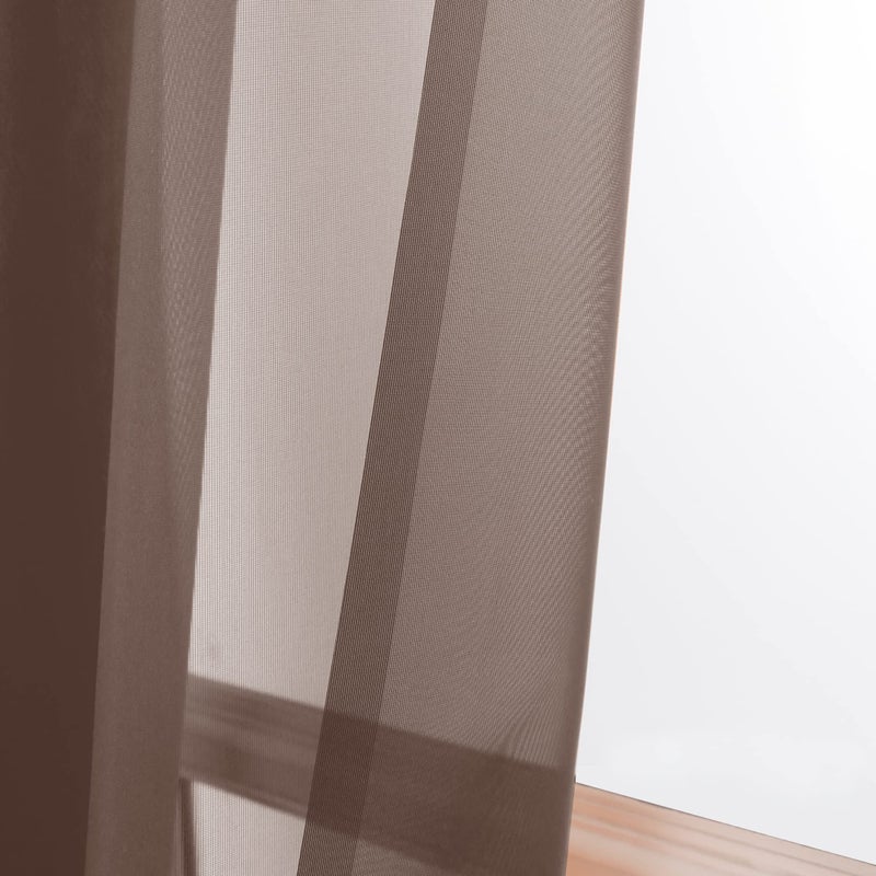 OWENIE Sheer Chocolate Curtains, Sheer Curtains 84 inch Length 2 Panels Set, Rod Pocket Voile Fimly Sheer Drapes for Living Room/Bedroom, 2pcs, Each 42" W x 84" L - Image 2