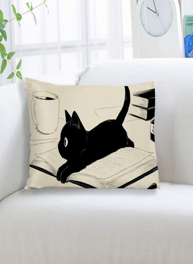 COW Cute Black Cat Pattern Pillow Case - Decorative Bedding Home Decor for Girls, Kawaii Cozy Pillowcase Cover - Image 5