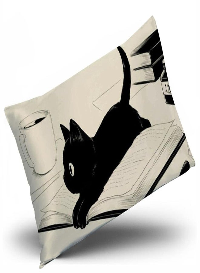 COW Cute Black Cat Pattern Pillow Case - Decorative Bedding Home Decor for Girls, Kawaii Cozy Pillowcase Cover - Image 4