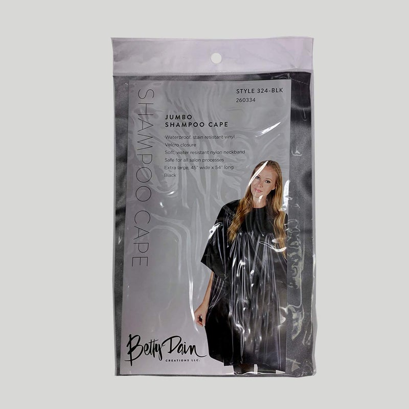 Betty Dain Jumbo Shampoo Cape, 45" W x 54" L, Waterproof and Stain-resistant Vinyl, Soft Nylon Neckband, Touch-and-close Fastener, Machine Washable, Black - Image 3