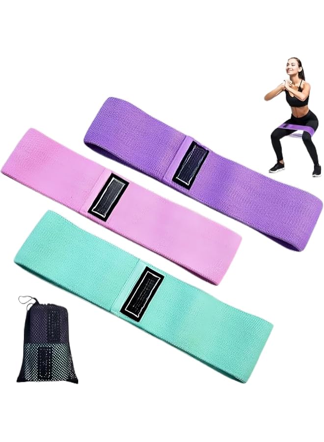 3PCS Resistance Bands - Long Fabric Exercise Bands for Home Gym, Yoga, Pilates, Weight Loss, Stretching