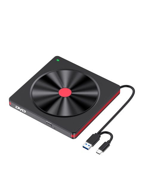 External DVD Drive USB 3.0 Type-C CD Burner, Portable CD DVD +/-RW Drive DVD Player USB 3.0 CD DVD RW Burner for All Version Laptop Desktop PC Windows 11/10/8/7/XP Apple Macbook Mac OS Linux