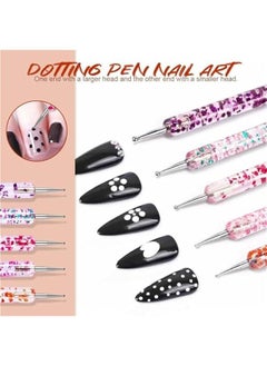 MOXO 31Pcs Nail Art Brushes Nail Dotting Tools Nail Cleaning BrushesBuilder Gel Brushes Nail Art Tools for Salon Home DIY Mani Doubleheaded Nail Painting Pen DIY Nail Art Salon  - Image 3