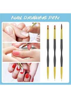 MOXO 31Pcs Nail Art Brushes Nail Dotting Tools Nail Cleaning BrushesBuilder Gel Brushes Nail Art Tools for Salon Home DIY Mani Doubleheaded Nail Painting Pen DIY Nail Art Salon  - Image 5