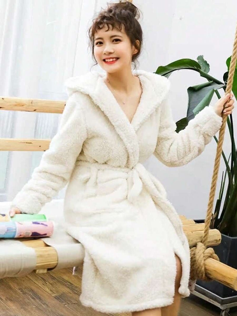 Shein Autumn/Winter Coral Thermal Thickened Warm Bathrobe - Size L - Image 4