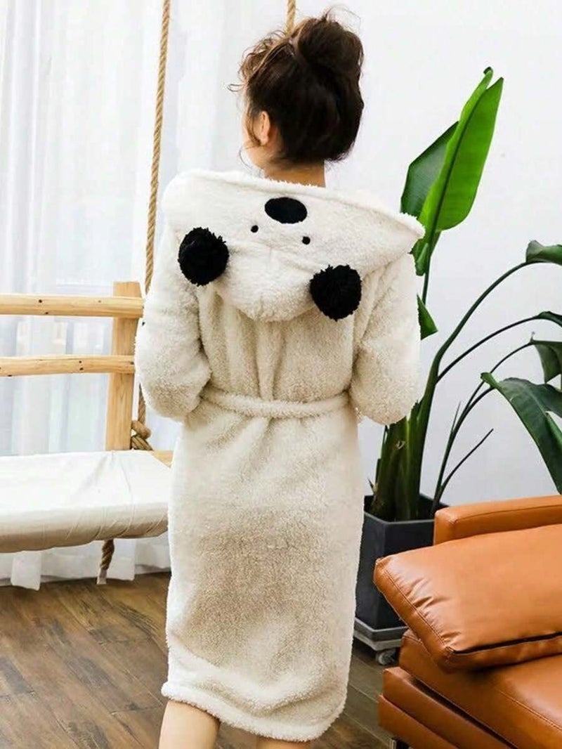 Shein Autumn/Winter Coral Thermal Thickened Warm Bathrobe - Size L - Image 1