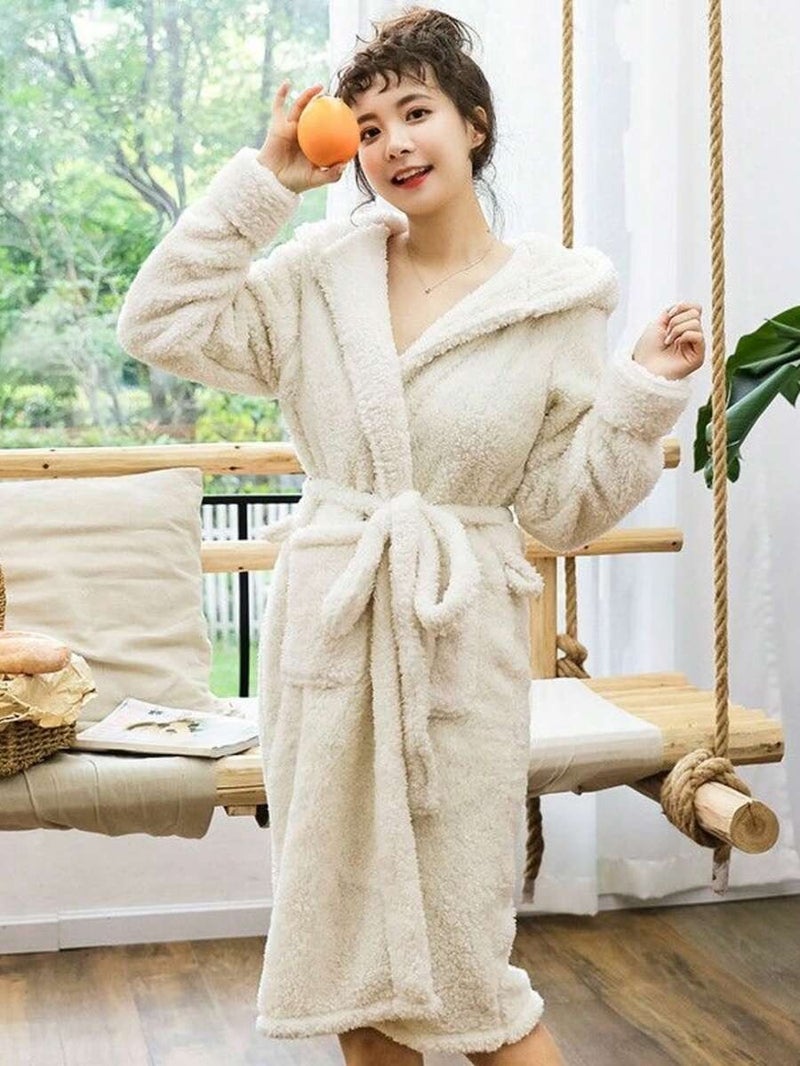 Shein Autumn/Winter Coral Thermal Thickened Warm Bathrobe - Size L - Image 3