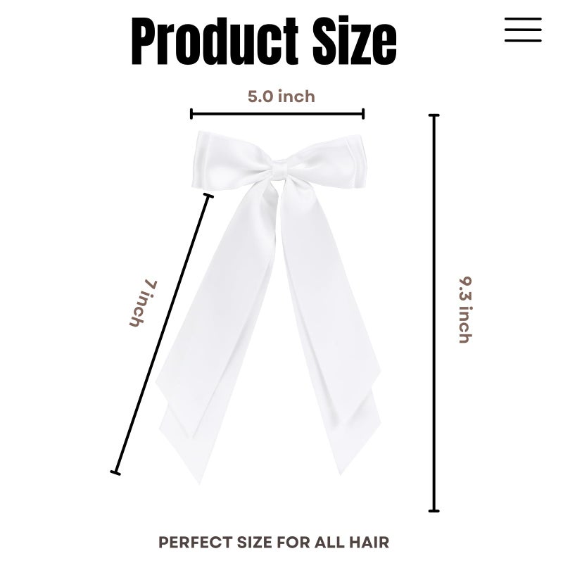 LuSeren 2 PCS Double Layer Hair Bows White Hair Ribbon Clips Ponytail Holder Accessories for Women Girls Toddlers Teens Kids - Image 2