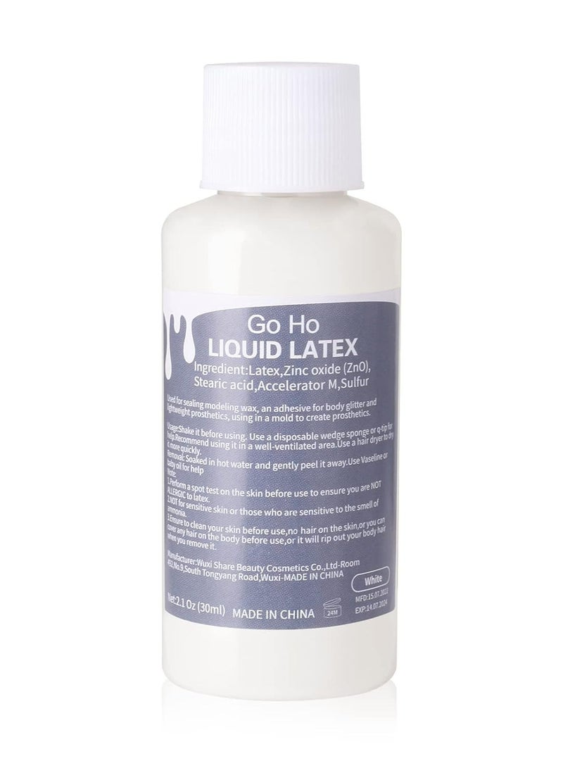 Go Ho Go Ho Liquid Latex SFX Makeup(1 oz),Halloween Monster Zombie Makeup,Quick Drying Multi-Purpose Liquid White Face Paint for Scar Cut Wound Peeling Skin Wrinkles Stipples Burns Blisters,Clear White  - Image 1
