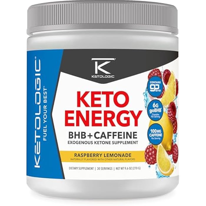 KetoLogic BHB KetoEnergy Exogenous Ketones Powder with Caffeine | Raspberry Lemonade - 30 Serve | Supports Low Carb, Keto Diet & Boosts Energy, Focus | Keto Pre-Workout Supplement, Beta-Hydroxybutyra - Image 1
