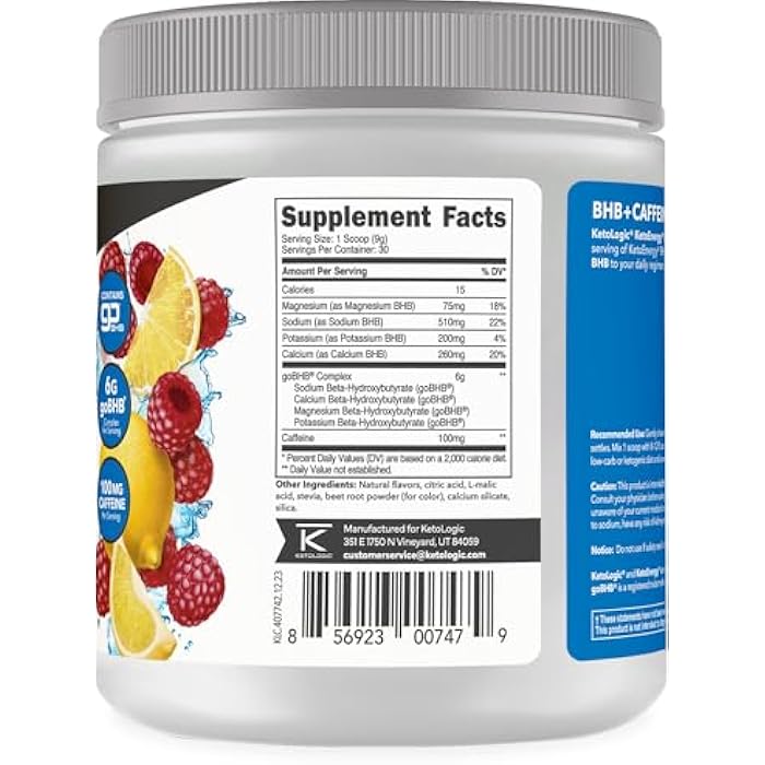 KetoLogic BHB KetoEnergy Exogenous Ketones Powder with Caffeine | Raspberry Lemonade - 30 Serve | Supports Low Carb, Keto Diet & Boosts Energy, Focus | Keto Pre-Workout Supplement, Beta-Hydroxybutyra - Image 4