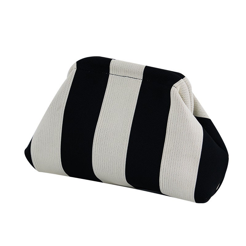 2025 New Knitted Handbag Striped Cloud Large Capacity Daily All-Match Contrast Color Fly-Woven Bag - Image 4
