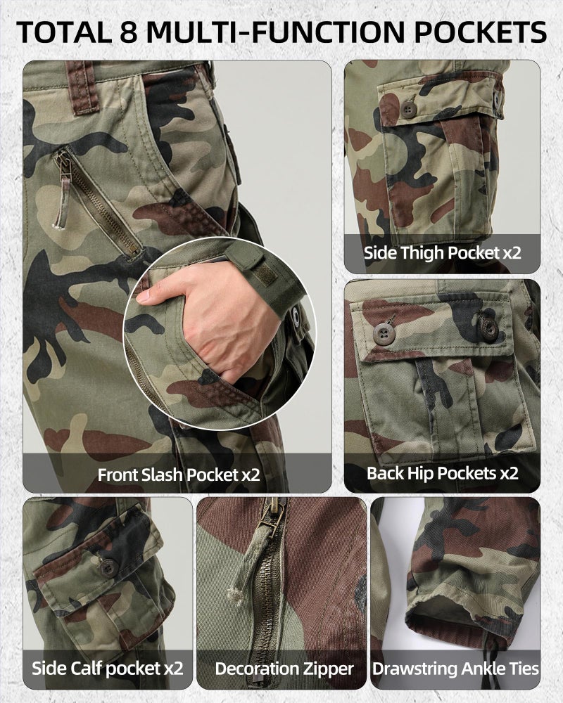 AKARMY Men's Camo Cargo Work Pants Cotton Casual Tactical Combat Military Wild BDU Ripstop Trousers with Multi Pockets 34 - Image 5