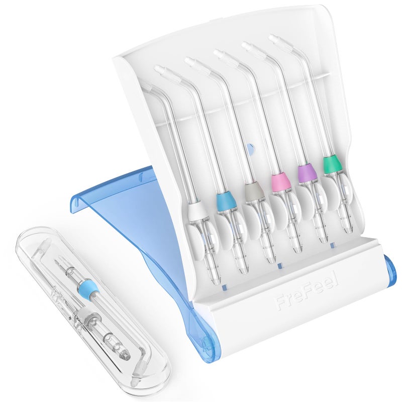 FreFeel Replacement Heads for Waterpik, Replacement Picks for Water Pik Water Flosser (8 Orthodontic Tips + Storage Case + Travel Case) - Image 1