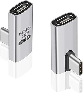 Duttek USB C 90 Degree Adapter 240W (2 Pank), 90 Degree USB C Adapter Male to Female Adapter with 40Gbps Data Transfer - Image 1