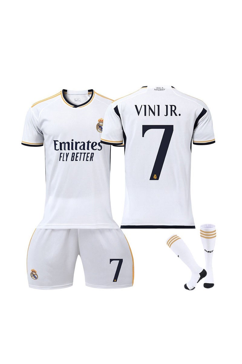 WHITE GAINS The new 3-piece set of No. 7 football jerseys, including a top, shorts, socks, is made of comfortable, breathable and elastic fabric, suitable for both adults and children to play outdoors - Image 1