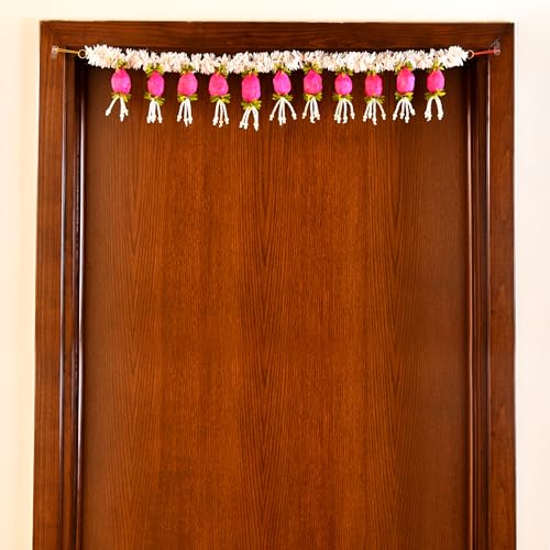 CraftVatika Toran for Main Door Entrance, Diwali Decor Items, Lotus Buds for Decoration Toranam for Diwali Decoration Items, Toran for Mandir Pooja, Artificial Flowers for Decor (37.4 Inch Length) - Image 3